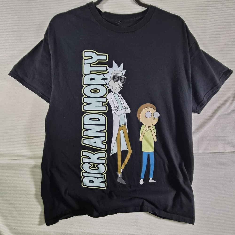 Rick and Morty Graphic T-Shirt Men's Large Black Cartoon Network Tee